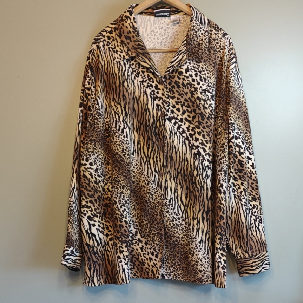 Vintage Fashion Bug Women's Plus Size Leopard Print Women's Jacket